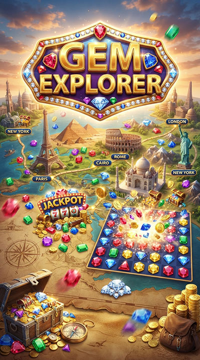 The Gem Explorer title screen